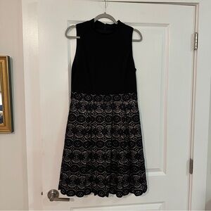 Vince Camuto Black and Gold Lace Dress